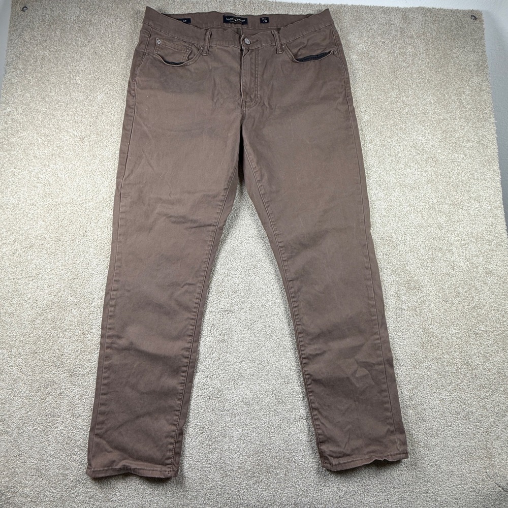 Lucky Brand 410 Athletic Slim Pants Mens 36x32 Brown Five Pocket Chino Jeans